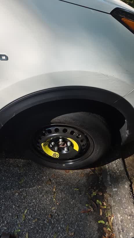 A spare wheel fitted to a customer car